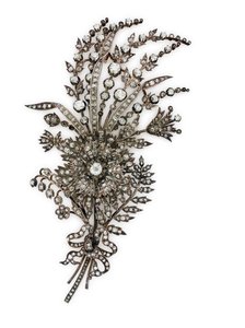 Antieke diamanten bloemcorsage broche, ca. 1885