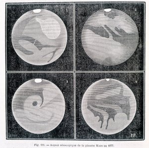 Telescopische aspecten van de planeet Mars in 1877 - in 