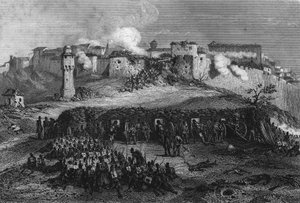 Bestorming van Constantine na een 7-daagse belegering door het Franse leger in oktober 1937. In 