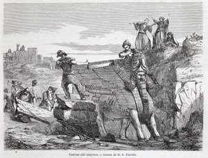 Assyrische gevleugelde stier op de site van Nineveh - in 