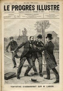 Aanval op Mr. Fernand Labori (1860-1917), advocaat in de verdediging van Alfred Dreyfus (1859-1935), geraakt door een kogel in de rug in Rennes terwijl hij op weg was naar de plaats waar de zaak werd berecht. Omslag van 