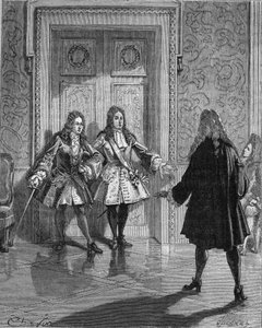 Augustus 1718: Saint Simon blokkeert de doorgang naar de hertog van Maine. Gravure uit de 19e eeuw. In 