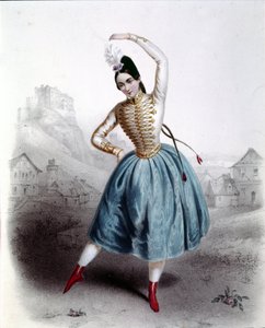 Oostenrijkse danseres Fanny Elssler (1810-1884) in het ballet De Krakow (La gipsy) 1842 19e-eeuwse prent door Unknown artist