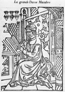 Auteur van de grote macabere dans schrijft