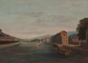 Oevers van de Isère in Grenoble 1864 door Unknown artist