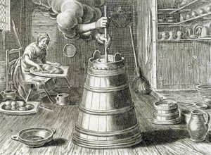 Baratte voor boter- en kaasbereiding - gravure door Unknown artist