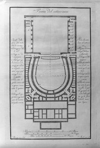 Kelderplan van het theater de la Scala in Milaan ca. 1776-1778 Italië (Teatro alla Scala) door Unknown artist