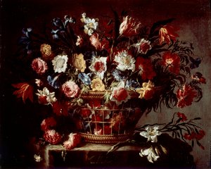 Mand met bloemen door Unknown artist