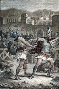Slag tussen Horatii en Curiatii. Gravure door Unknown artist