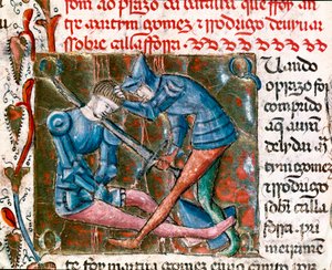 Slag tussen Rodrigo Diaz de Vivar genaamd El Cid (1043-1099) en Martin Gomez door Unknown artist