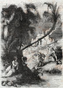 Slag van Griffon en Aquilant tegen Orrile - gravure uit 1851 van 