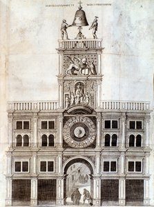 Klokkentoren van de San Marco kerk in Venetië. Pagina uit De campanis door Rocca