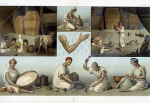 Berbers Kabyles: interieur van een Kabyle-huis - industrie - tatoeages - in 