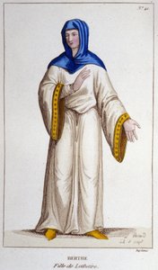 Berthe, dochter van Lotharia II, Koning van Lotharingen. gravure uit 1830