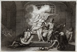 Bijbel van Royaumont, Nieuwe Testament: Sint Petrus bevrijd uit de gevangenis. Sint Petrus wordt 