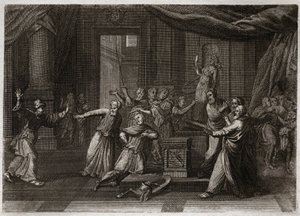 Bijbel van Royaumont, Oude Testament: Generositeit van Matathias. Matathias, vader van de Makkabeeën, doodt een Jood die aan afgoden offerde uit heilige ijver voor de wet van God. Illustratie uit 1811.