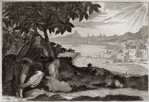 Bijbel van Royaumont, Oude Testament: Ivy desseche. God toont door een gevoelig voorbeeld aan zijn profeet Jonas hoeveel hij van mensen houdt en hoeveel pijn hij lijdt wanneer hij gedwongen is hen te straffen. Illustratie uit 1811.