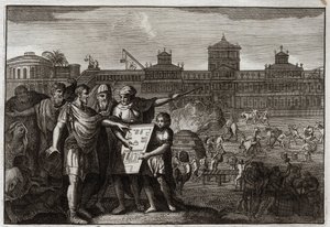 Bijbel van Royaumont, Oude Testament: Koning Cyrus. Cyrus II de Grote, koning van Perzië, en sinds Babylon, wetende dat het was voorspeld door de profeten dat hij degene zou zijn die de Tempel van Jeruzalem zou herbouwen, geeft alle Joden de macht... door Unknown artist