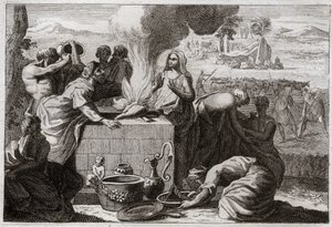 Bijbel van Royaumont, Oude Testament: Lot scheidt zich van Abraham. Een ruzie ontstond tussen de herders van Abraham en Lot, en ze scheidden van elkaar, en Lot trok zich terug naar Sodom. Illustratie uit 1811. door Unknown artist