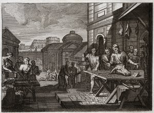 Bijbel van Royaumont, Oude Testament: Belegering van Samaria. De koning van Syrië belegerde de stad Samaria en bracht het tot een verschrikkelijke hongersnood. Illustratie uit 1811. door Unknown artist