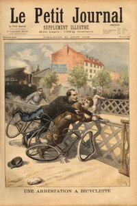 Fietsarrestatie nabij Champigny. Gravure in 