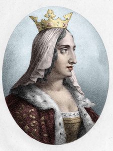 Blanche de Castile. Koningin van Frankrijk (1188 tot 1252), vrouw van Koning Lodewijk VIII. Gravure uit de 19e eeuw