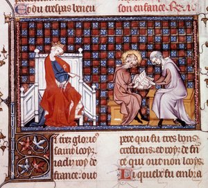 Blanche de Castille, Koningin van Frankrijk (1188-1252), die de opvoeding van haar zoon Lodewijk IX (1214-1270) leidt door Unknown artist
