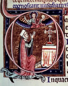 Blanche de Castille koningin van Frankrijk (1188-1252) in gebed. Miniatuur uit een manuscript 
