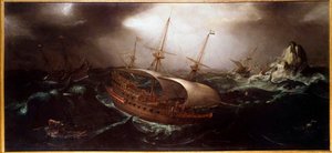 Boten in de storm door Unknown artist