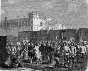Breslau (of Wroclaw), Cuirassiers van de Pruisische Garde in de campagne tegen Oostenrijk in 1866. Gravure door Unknown artist