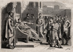 Brutus veroordeelt zijn zoon ter dood - gravure in 