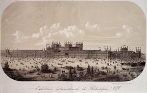 Gebouw ter herdenking van het eeuwfeest van de oprichting van de Verenigde Staten (1776-1876) op de Internationale Tentoonstelling van Philadelphia