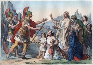 Caius Marcius Coriolanus en zijn moeder - gravure