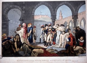 Campagne (Expeditie) van Egypte (1798-1801): Napoleon bezoekt de pestlijders van Jaffa in Egypte, circa 1800 door Unknown artist