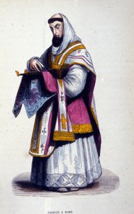 Kapucijn in Rome. Gravure uit een album over religieuze orden, Parijs