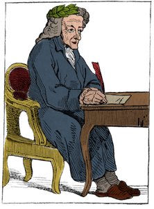 Kaartspel van de Franse Republiek (1793) gepubliceerd in de Nationale Conventie op 21/09/1792, na de val van de koninkrijken: het karakter van de filosoof onder de trekken van de Franse schrijver en filosoof Francois-Marie Arouet, bekend als Voltaire