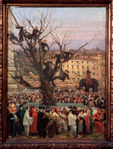 Carnavalscène in de straten van Rome door Unknown artist