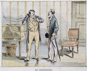 Cartoon over de telefoon door Unknown artist