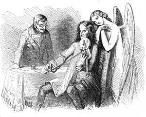 Cartoon over Niccolo Paganini (1782 - 1840).