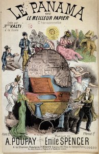 Cartoonlied "Panama of het beste papier" gecreëerd door Miss Valti à la Scala, teksten door Poupay en muziek door Emile Spencer, sd 19e eeuw door Unknown artist