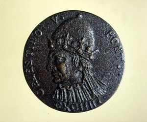 Celestinus V (of St. Petrus Celestinus) (1215 - 1296) de paus die verhuisde. Medaille van het Romeinse Medaillekabinet. door Unknown artist