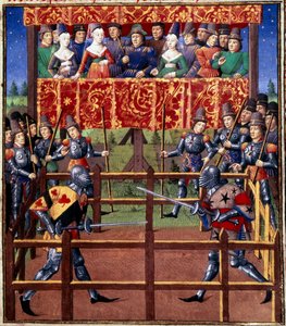 Ceremonies en ordinanties als onderpand van de strijd: duel in gesloten veld tussen twee ridders door Unknown artist