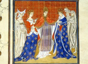 Karel IV de Schone en Blanche van Bourgondië - Miniatuur uit de Middeleeuwen