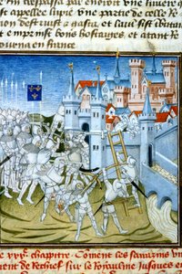 Karel Martel in Poitiers, 732 - Miniatuur uit de 14e eeuw: Verzoek om toestemming van de Gemeentelijke Bibliotheek van Toulouse door Unknown artist