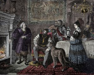 Karel V bij Fugger - Karel V (1500-1558) (Karel van Habsburg) ontvangt van de bankier Jacob Fugger genaamd de Rijke (1459-1525) in Augsburg (Duitsland) door Unknown artist