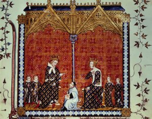 Karel V de Wijze en Jeanne de Bourbon, omringd door hun kinderen