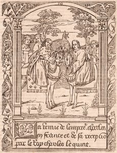Karel de Vijfde ontvangt keizer Karel IV, Heilige Roomse keizer en koning van Bohemen
