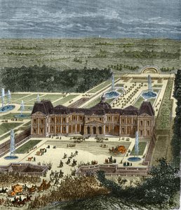 Chateau de Vaux Le Visomte (Vaux-Le-Vicomte) ten tijde van koning Lodewijk XIV. Gravure uit de 19e eeuw.