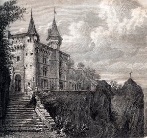 Kasteel de la Rochelambert in Saint Paulien - Haute-Loire - Auvergne-Rhône-Alpes - gravure rond 1867