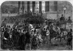 Kerstmis Mis om middernacht in de kerk van de Madeleine in Parijs in 1873. door Unknown artist